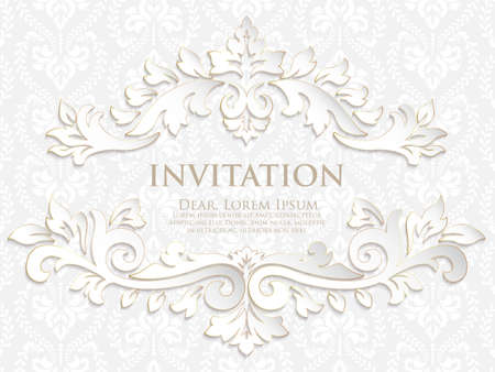 Vector invitation, cards or wedding card with damask background and elegant floral elements. Arabesque style design. Elegant floral abstract ornaments. Design element. eps10のイラスト素材