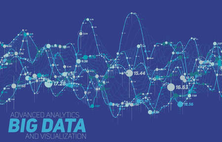 Big data line graph blue visualization. Futuristic infographic. Information aesthetic design. Visual data complexity. Complex data threads graphic visualization. Social network. Abstract graph.のイラスト素材