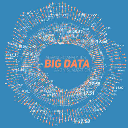 Big data circular visualization. Futuristic infographic. Information aesthetic design. Visual data complexity. Complex data threads graphic visualization. Social network representation. Abstract graphのイラスト素材