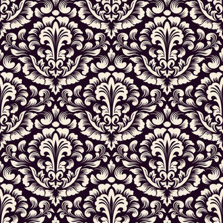Vector damask seamless pattern background. Classical luxury old fashioned damask ornament, royal victorian seamless texture for wallpapers, textile, wrapping. Exquisite floral baroque template.のイラスト素材