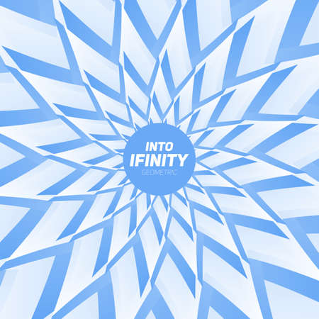 Into Infinity geometry. Abstract geometrical concentric blue swirl background. Sea shell like...