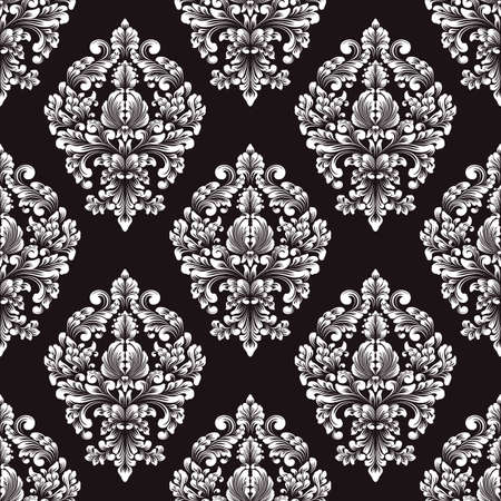 Vector damask seamless pattern background. Classical luxury old fashioned damask ornament, royal victorian seamless texture for wallpapers, textile, wrapping. Exquisite floral baroque template.のイラスト素材