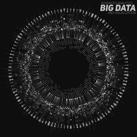 Big data circular grayscale visualization. Futuristic infographic. Information aesthetic design. Visual data complexity. Complex data threads graphic visualization. Social network. Abstract data graphのイラスト素材