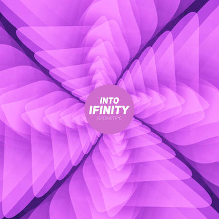 Into Infinity geometry. Abstract geometrical concentric violet swirl background. Sea shell like structures. Fractal swirl background. Concentric wrapping geometry. Colorful lollipop.のイラスト素材