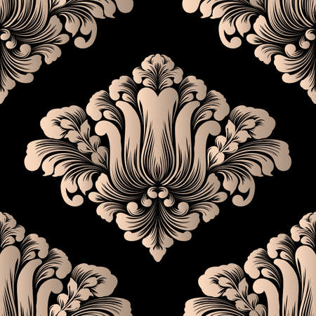Vector damask seamless pattern element. Classical luxury old fashioned damask ornament, royal victorian seamless texture for wallpapers, textile, wrapping. Exquisite floral baroque template.のイラスト素材