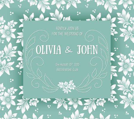 Wedding invitation and announcement card with floral background artwork. Elegant ornate floral background. Floral background and elegant flower elements. Design template.のイラスト素材