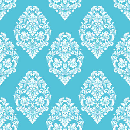 Vector damask seamless pattern background. Classical luxury old fashioned damask ornament, royal victorian seamless texture for wallpapers, textile, wrapping. Exquisite floral baroque template.のイラスト素材