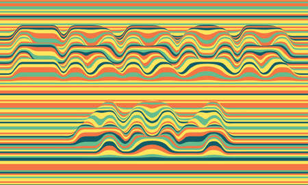 Error 404. Vector striped background. Abstract color waves. Sound wave oscillation. Funky curled...
