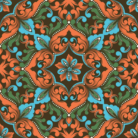 Zentangle seamless pattern element. Ethnic luxury old fashioned oriental ornament, royal seamless texture for wallpapers, textile, wrapping. Exquisite floral template.のイラスト素材