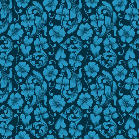 Vector damask seamless pattern background. Classical luxury old fashioned damask ornament, royal victorian seamless texture for wallpapers, textile, wrapping. Exquisite floral baroque template.のイラスト素材