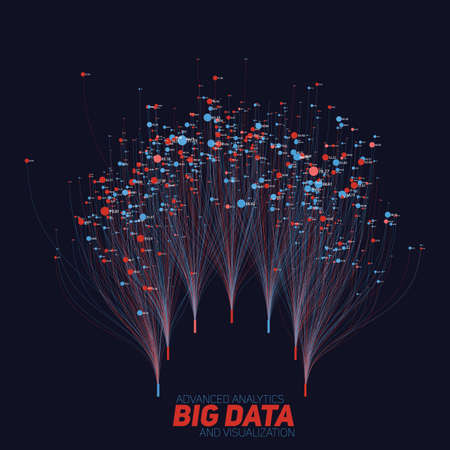 Big data visualization. Futuristic infographic. Information aesthetic design. Visual data complexity. Complex data threads graphic visualization. Social network representation. Abstract data graph.のイラスト素材