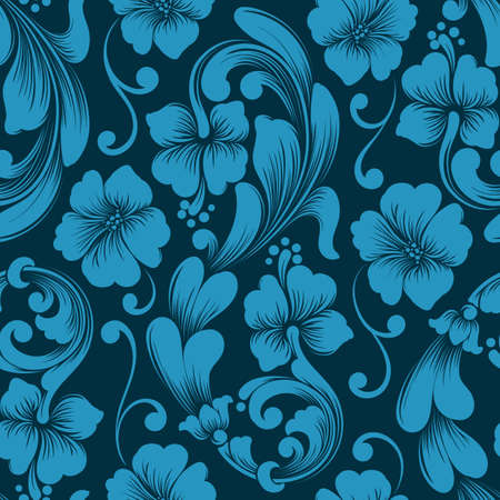 Vector damask seamless pattern element. Classical luxury old fashioned damask ornament, royal victorian seamless texture for wallpapers, textile, wrapping. Exquisite floral baroque template.のイラスト素材