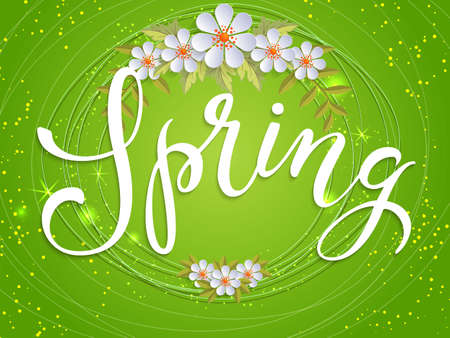 Wedding invitation card. Vector invitation card with floral background and elegant frame with text. Spring typography.のイラスト素材