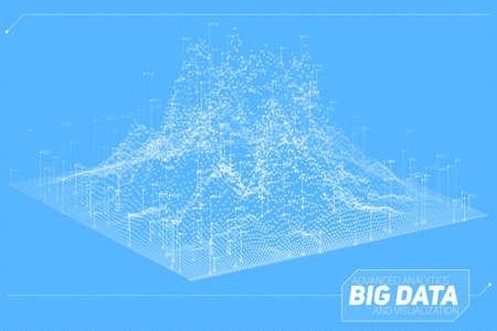 Vector abstract 3D big data visualization. Futuristic infographics aesthetic design. Visual information complexity. Intricate data threads graphic. Social network or business analytics representationのイラスト素材