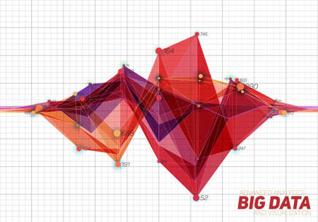 Vector abstract colorful financial big data graph visualization. Futuristic infographics aesthetic design. Visual information complexity.のイラスト素材