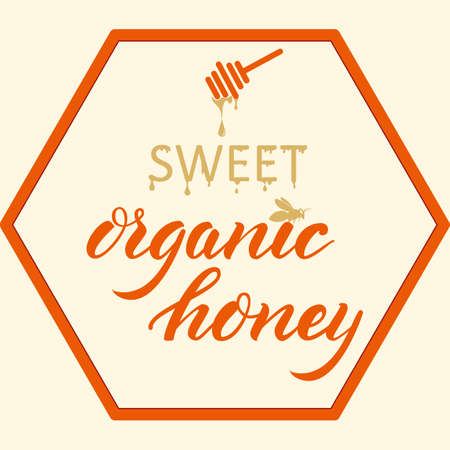 Hand drawn lettering -Sweet Organic honey.のイラスト素材