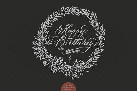 Happy birthday card with floral background artwork. Elegant ornate floral background. Floral background and elegant flower elements. Design templateのイラスト素材