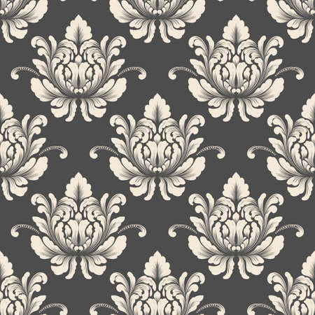Vector damask seamless pattern background. Classical luxury old fashioned damask ornament, royal victorian seamless texture for wallpapers, textile, wrapping. Exquisite floral baroque templateのイラスト素材