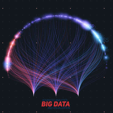 Vector abstract colorful big data information sorting visualization. Social network, financial analysis of complex databases. Visual information complexity clarification. Intricate data graphicのイラスト素材