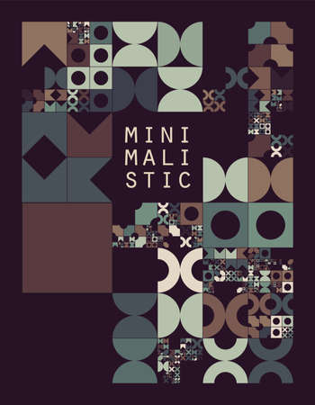 Subdivided grid system with symbols. Randomly sized objects with fixed space between. Futuristic minimalistic layout. Conceptual generative background. Procedural graphics. Creative coding.のイラスト素材