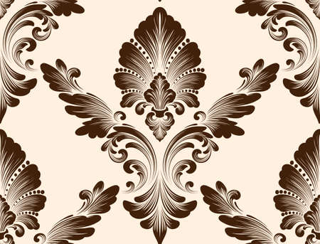 Vector damask seamless pattern element. Classical luxury old fashioned damask ornament, royal victorian seamless texture for wallpapers, textile, wrapping. Exquisite floral baroque templateのイラスト素材