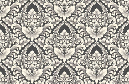 A Vector damask seamless pattern background. Classical luxury old fashioned damask ornament, royal victorian seamless texture for wallpapers, textile, wrapping. Exquisite floral baroque template.のイラスト素材