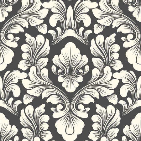 A Vector damask seamless pattern element. Classical luxury old fashioned damask ornament, royal victorian seamless texture for wallpapers, textile, wrapping. Exquisite floral baroque templateのイラスト素材