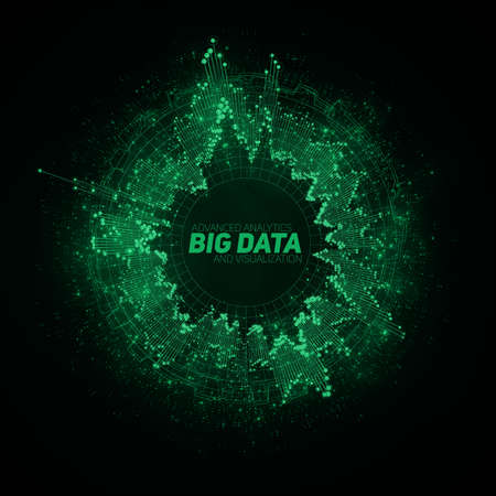 Big data futuristic circular visualization infographic design illustration.のイラスト素材