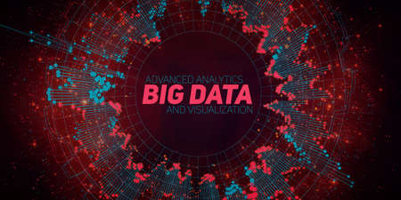 Big data futuristic circular visualization infographic design illustration.のイラスト素材