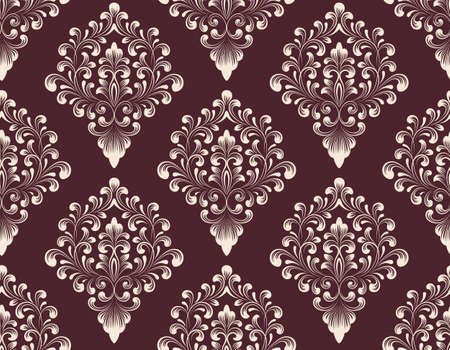 Vector damask seamless pattern background. Exquisite floral baroque template.のイラスト素材