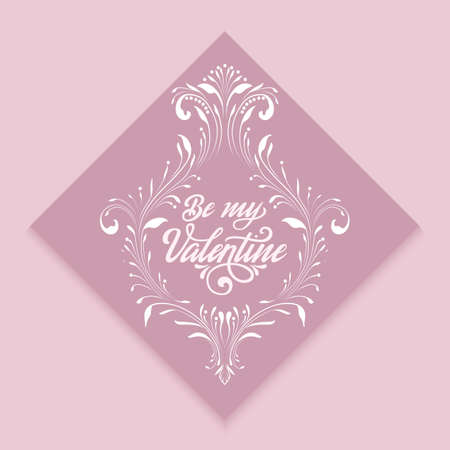 Happy Valentines day vector card. With big red heart and elegant handwritten text Be My Valentine. Elegant and tender gift or invitation card.のイラスト素材