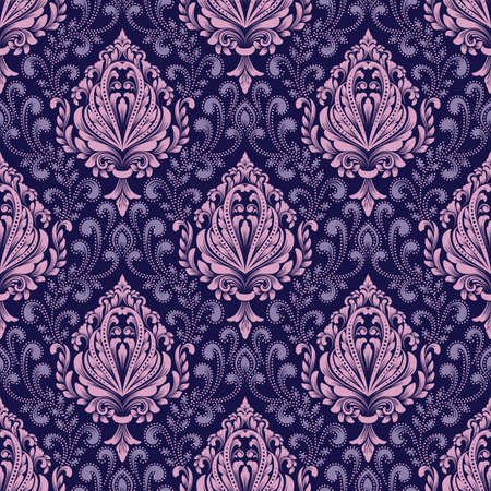 Vector damask seamless pattern background. Classical luxury old fashioned damask ornament, royal victorian seamless texture for wallpapers, textile, wrapping.のイラスト素材
