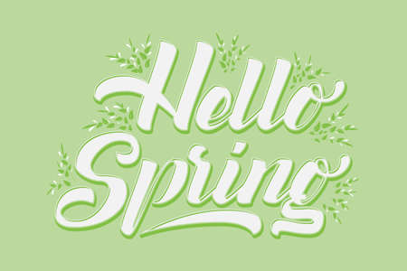 Hand drawn lettering Hello Spring.のイラスト素材