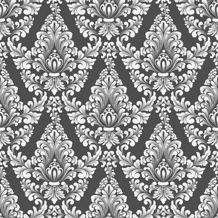 Vector damask seamless pattern background. Classical luxury old fashioned damask ornament, royal victorian seamless texture for wallpapers, textile, wrapping. Exquisite floral baroque template.のイラスト素材