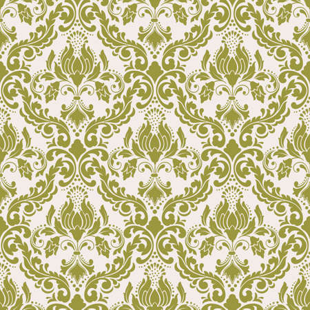 Vector damask seamless pattern background. Classical luxury old fashioned damask ornament, royal victorian seamless texture for wallpapers, textile, wrapping. Exquisite floral baroque template.のイラスト素材
