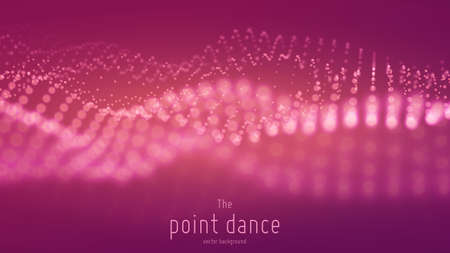 Vector abstract particle wave, points array with shallow depth of field. Futuristic illustration. Technology digital splash or explosion of data points. Pont dance waveform. Cyber UI, HUD element.のイラスト素材