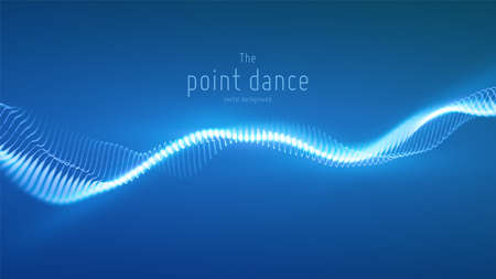 Vector abstract blue particle wave, points array, shallow depth of field. Futuristic illustration. Technology digital splash or explosion of data points. Point dance waveform. Cyber UI, HUD element.のイラスト素材