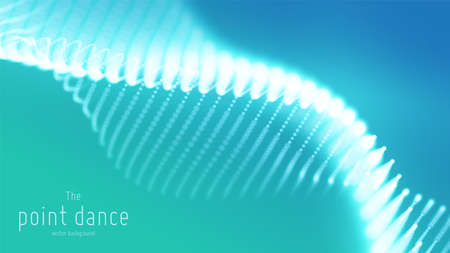 Vector abstract cyan particle wave, points array, shallow depth of field. Futuristic illustration....