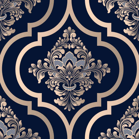 Vector damask seamless pattern element. Classical luxury old fashioned damask ornament, royal victorian seamless texture for wallpapers, textile, wrapping. Exquisite floral baroque template.のイラスト素材