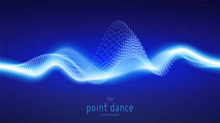 Vector abstract blue particle wave, points array, shallow depth of field. Futuristic illustration....