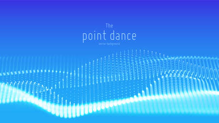 Vector abstract blue particle wave, points array, shallow depth of field. Futuristic illustration. Technology digital splash or explosion of data points. Point dance waveform. Cyber UI, HUD elementのイラスト素材