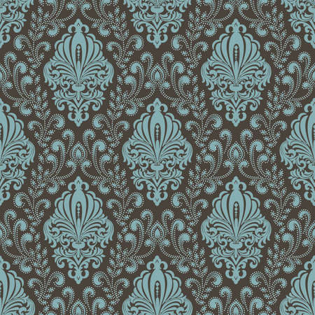 Vector damask seamless pattern background. Classical luxury old fashioned damask ornament, royal victorian seamless texture for wallpapers, textile, wrapping. Exquisite floral baroque template.のイラスト素材