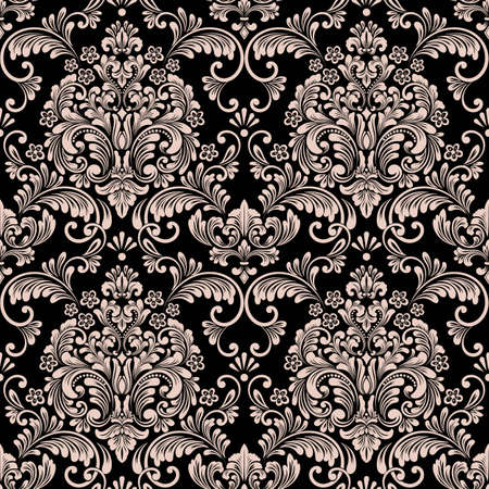 Vector damask seamless pattern background. Classical luxury old fashioned damask ornament, royal victorian seamless texture for wallpapers, textile, wrapping. Exquisite floral baroque templateのイラスト素材