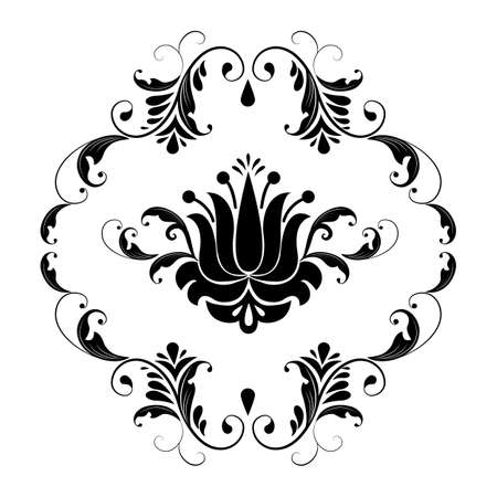Vector damask element. Isolated damask central illistration. Classical luxury old fashioned damask ornament, royal victorian seamless texture for wallpapers, textile, wrappingのイラスト素材