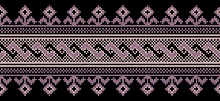 illustration of Ukrainian folk seamless pattern ornament. Ethnic ornament. Border element. Traditional Ukrainian, Belarusian folk art knitted embroidery pattern - Vyshyvankaのイラスト素材