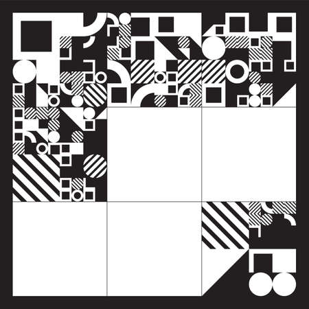 Vector minimalistic poster with simple shapes. Procedural geometric. Swiss style abstract layout. Conceptual generative backdrop form modern journal, book cover, branding, business presentationsのイラスト素材