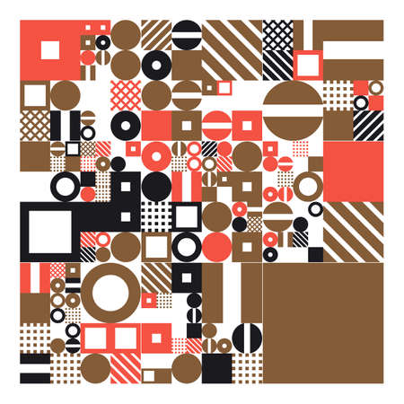Vector minimalistic poster with simple shapes. Procedural geometric. Swiss style abstract layout....