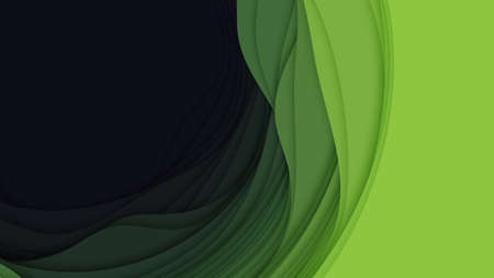 Vector 3D abstract background with paper cut shape. Colorful green carving art. Paper craft Antelope...