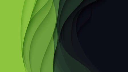 Vector 3D abstract background with paper cut shape. Colorful green carving art. Paper craft Antelope canyon landscape with soft gradient colors. Minimalistic design for business presentations, flyersのイラスト素材