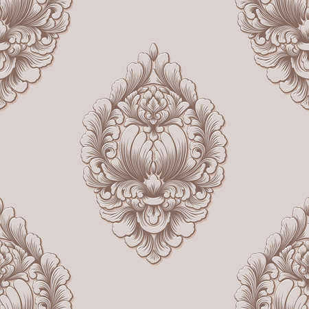 Damask seamless pattern element. Classical luxury old fashioned damask ornament, royal victorian seamless texture for wallpapers, textile, wrapping. Exquisite floral baroque templateのイラスト素材
